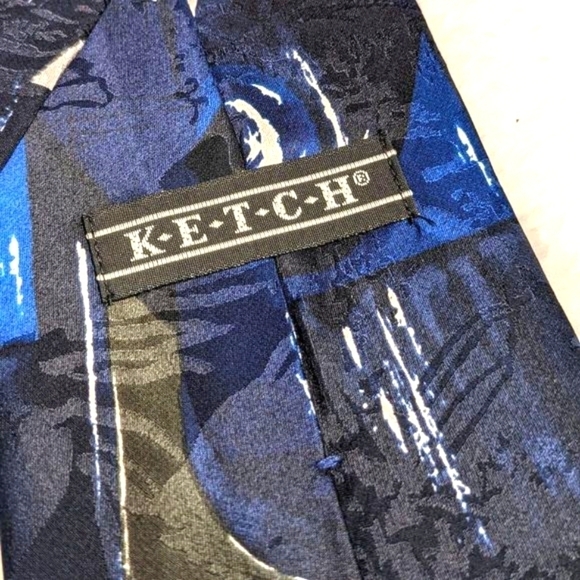 Vintage Men's Abstract Print 100% Silk Tie By K-E-T-C-H - Picture 3 of 11